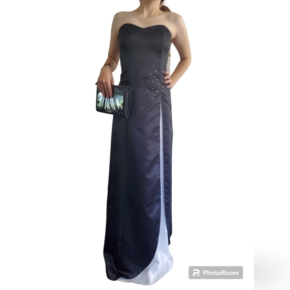 Vintage Rare: 90s/Y2K Black & White Formal Evening Gown size xs - Picture 3 of 9